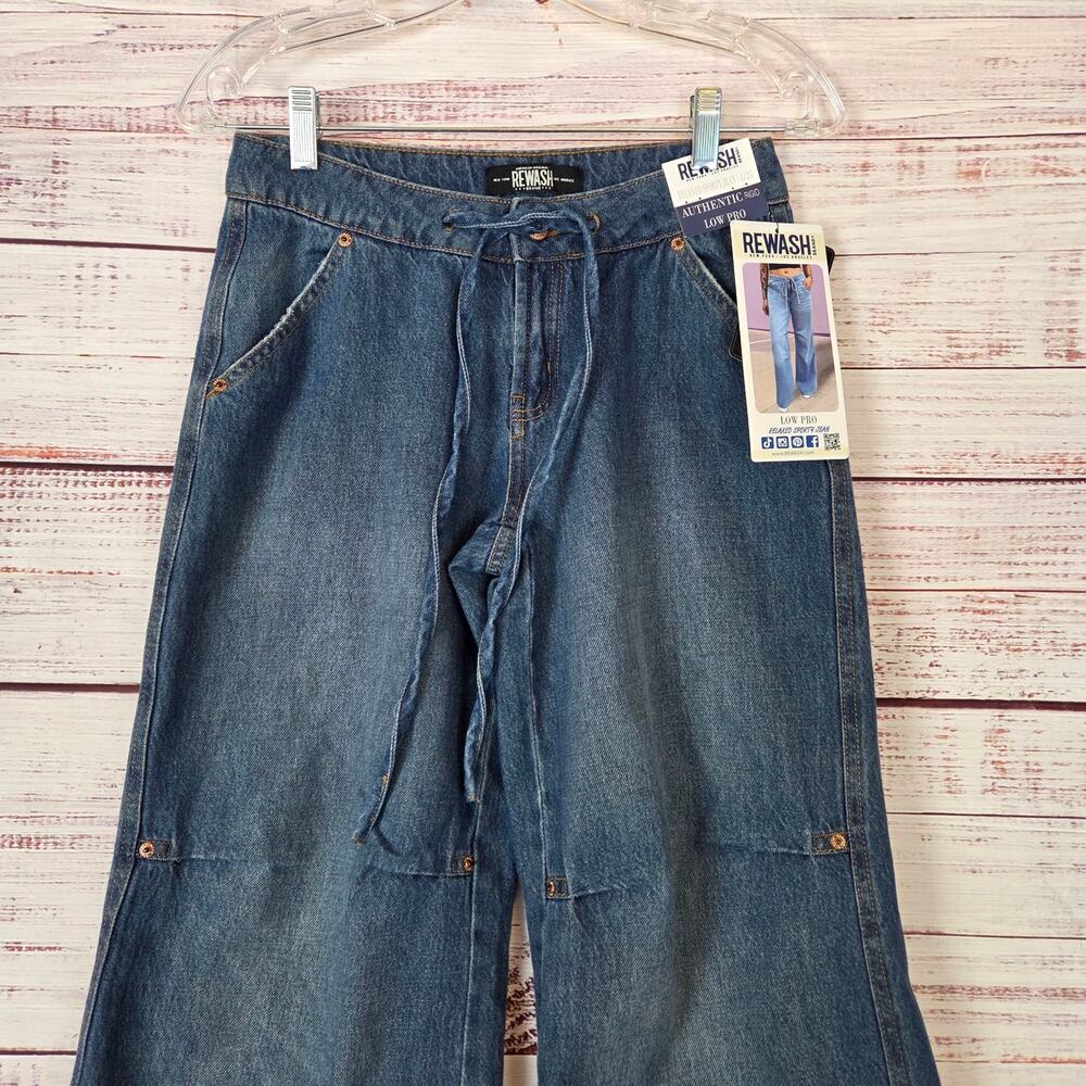 Rewash Low Pro Relax Sporty Jeans Skater 1(25) Baggy Wide Leg Denim Granola NWT - Picture 5 of 14
